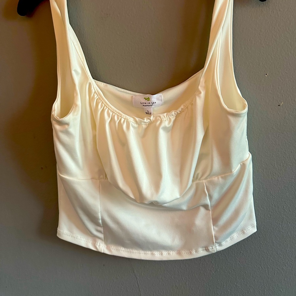 Cream cropped tank top